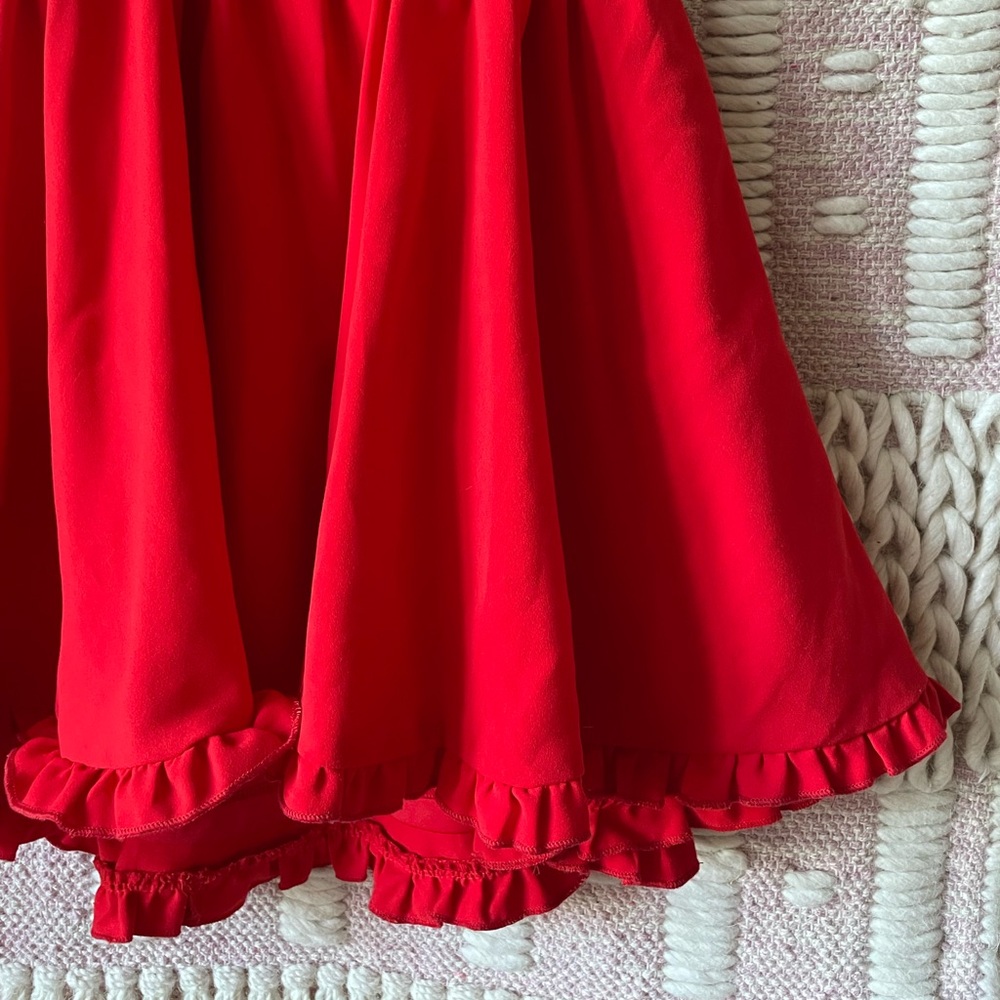 Red Open Back Ruffle Hem Dress - Picture 3 of 6